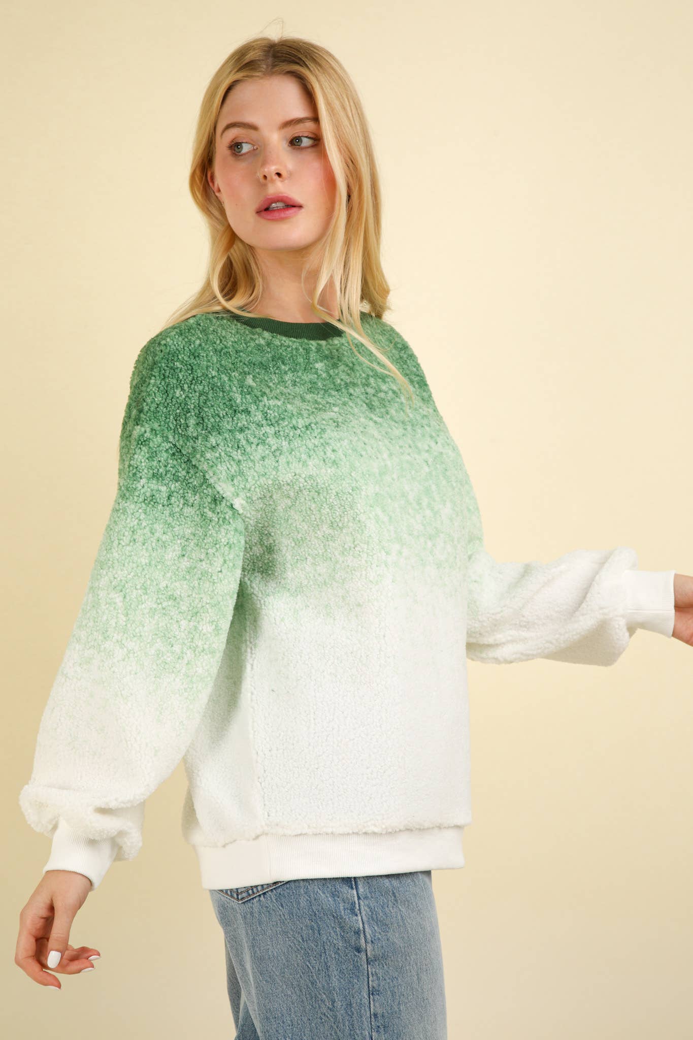 Soft Fleece Warm Cozy Ombre Oversized Knit Top