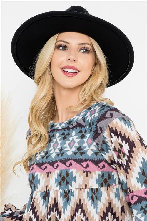Felt Brim Hat With Leather Braided
