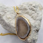 Natural Stone Gold Tone Grey Agate Necklace