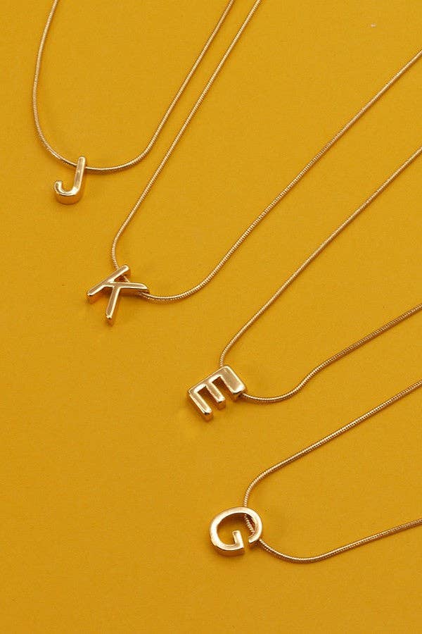 Snake Chain Initial Necklace |  D