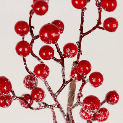 17" Frosted Red Artificial Berry Stem