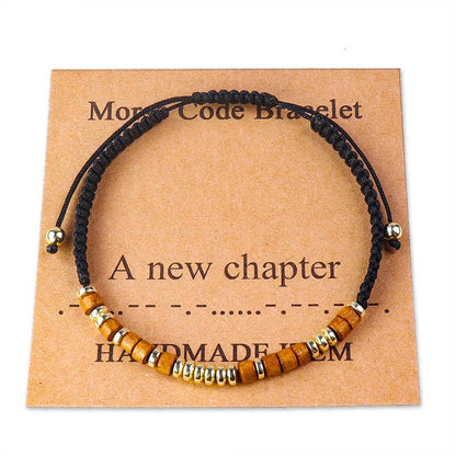 Handmade Wooden Beaded Morse Code Bracelets