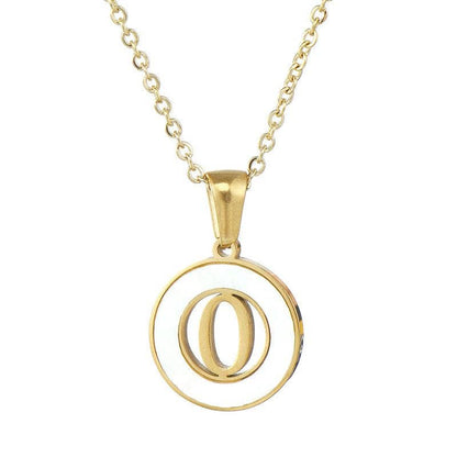 Circular Hollow Shell Initial Pendant Gold Plated Necklace: C