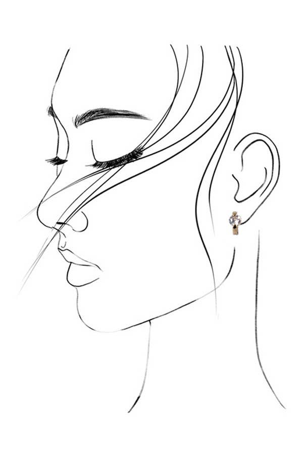 BRASS MINI HUGGIE RHINESTONE HOOP EARRINGS