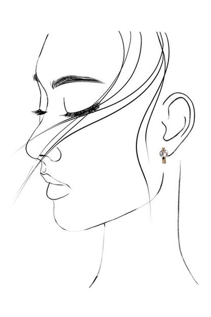 BRASS MINI HUGGIE RHINESTONE HOOP EARRINGS