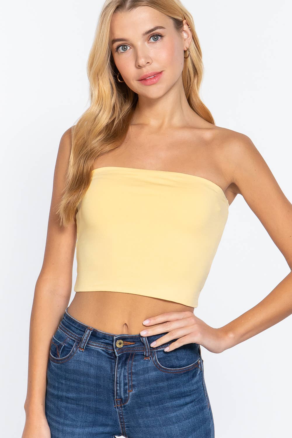 Fitted Crop Tube Cotton Spandex Top