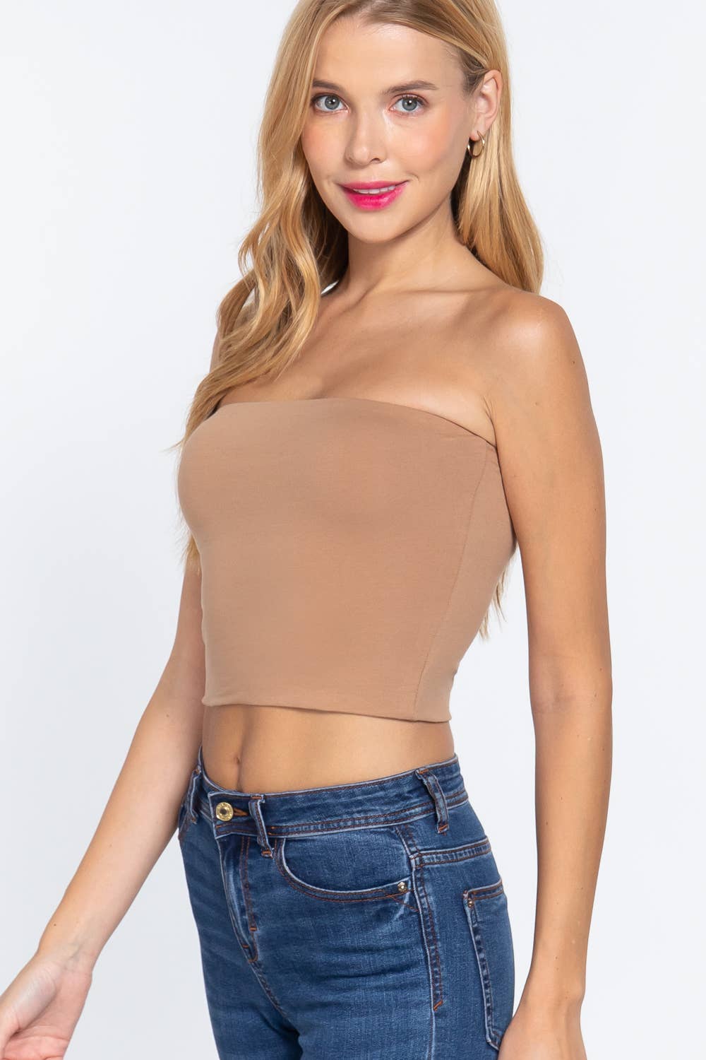 Fitted Crop Tube Cotton Spandex Top
