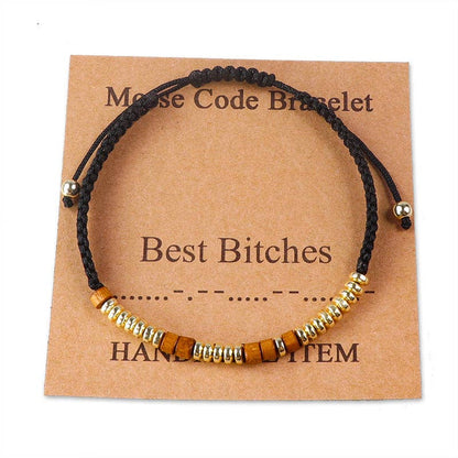 Handmade Wooden Beaded Morse Code Bracelets