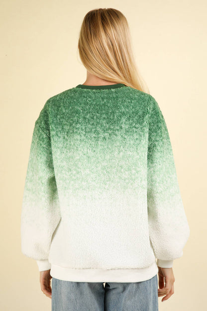 Soft Fleece Warm Cozy Ombre Oversized Knit Top