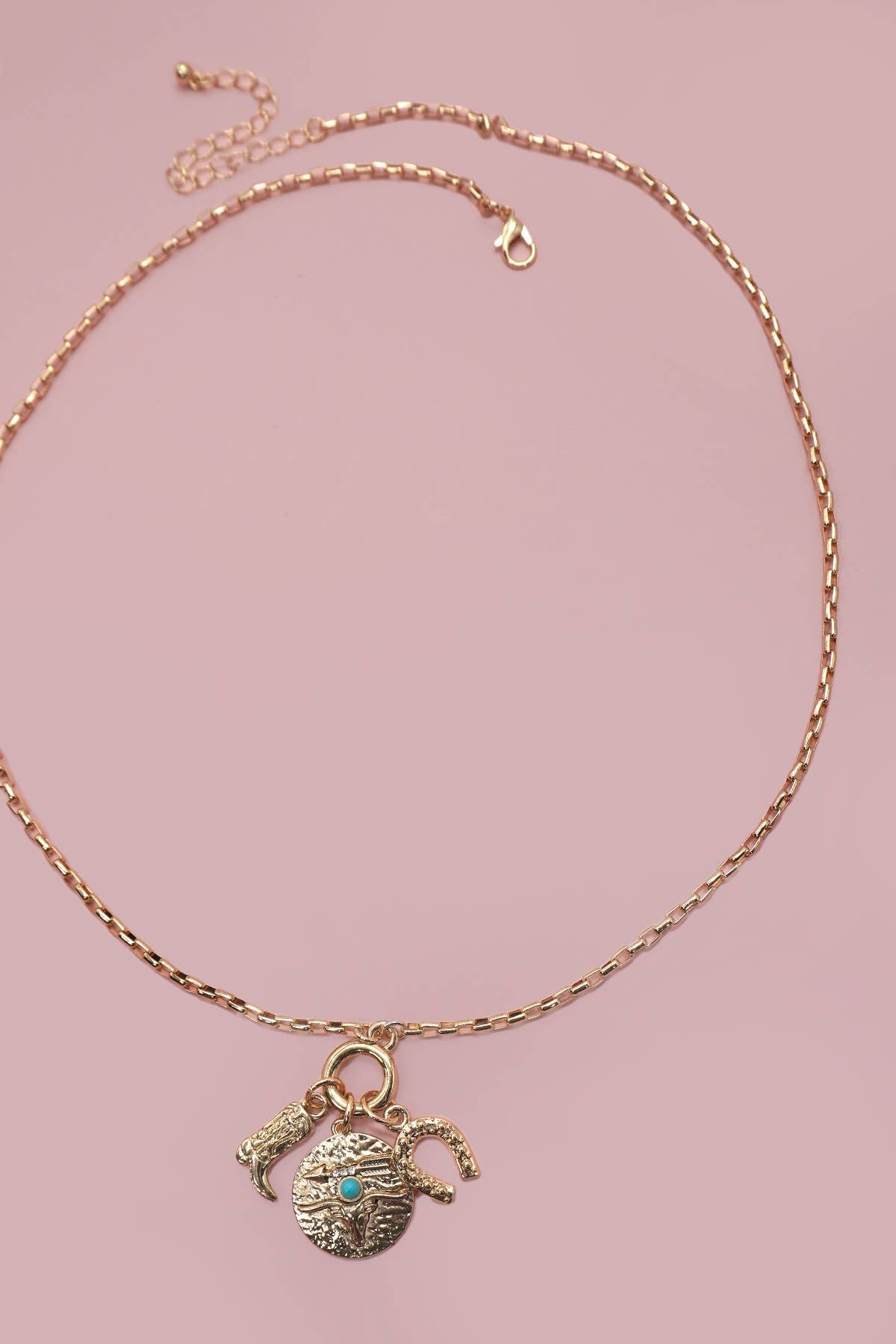 cluster charm necklace western horseshoe