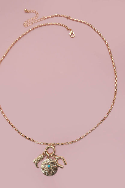 cluster charm necklace western horseshoe