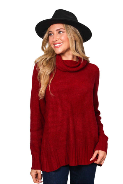 Women's High Neck Long Sleeves Knit Sweater
