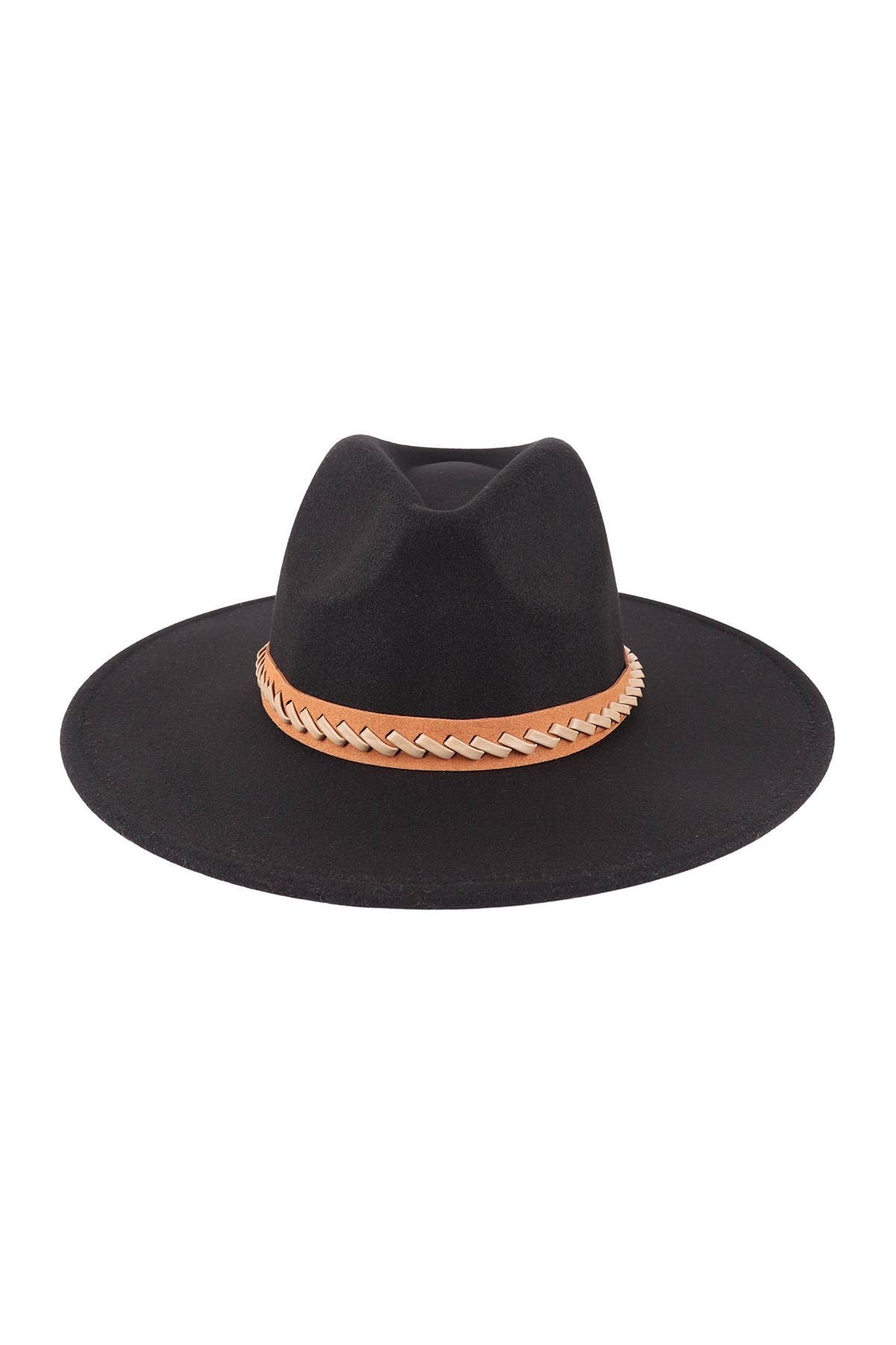 Felt Brim Hat With Leather Braided