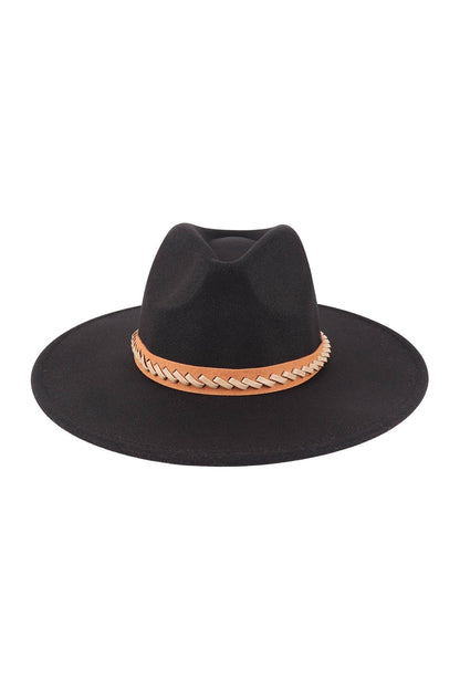 Felt Brim Hat With Leather Braided