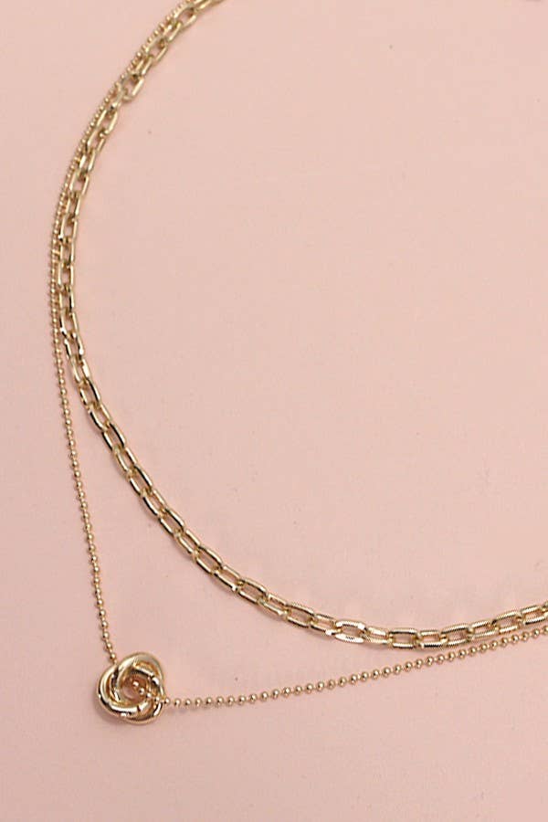 gold bud double layer necklace
