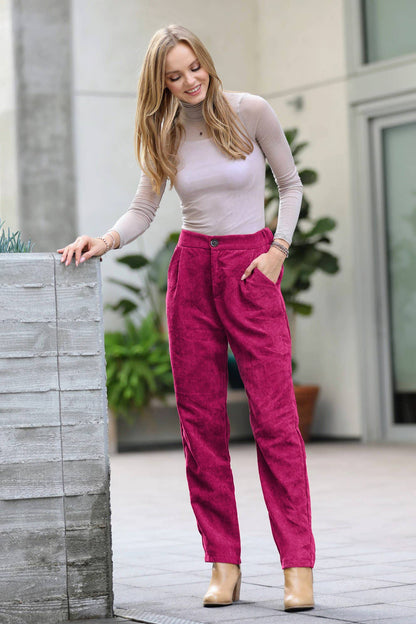 High Rise Corduroy Pants With Pockets