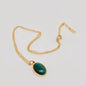 Oval Green Zircon Stainless Steel Pendant Necklace