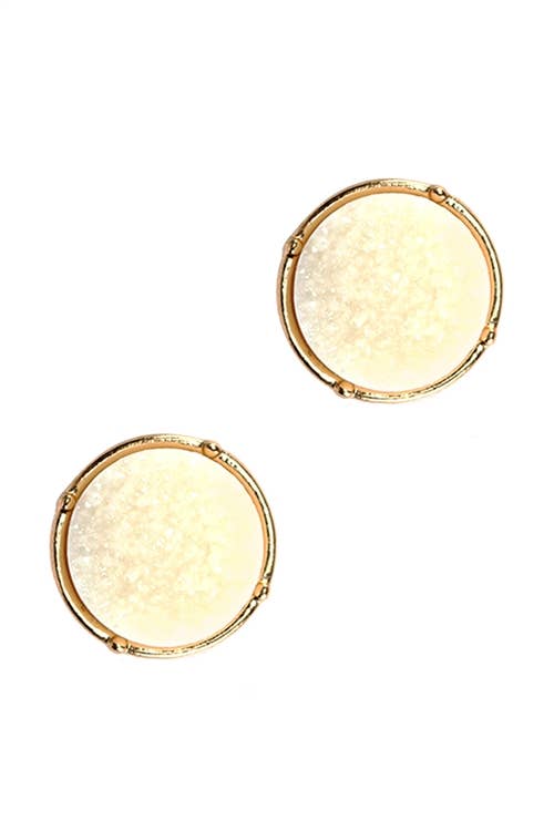 Glittered Druzy Round Post Earrings