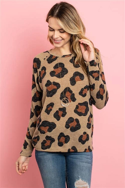 Leopard Print Long Sleeved Top