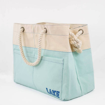 Lake Canvas Pocket Tote    Natural/Sky   18x14x9
