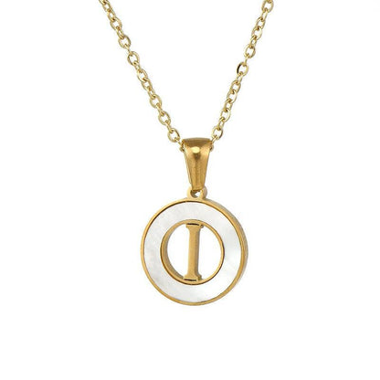 Circular Hollow Shell Initial Pendant Gold Plated Necklace: P