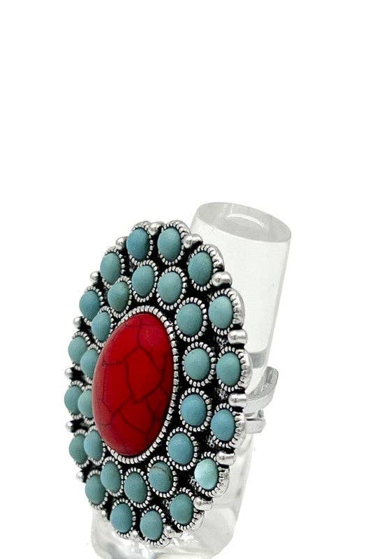 Oval Floral Gem Ring