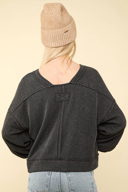 Two Tone Otto Ribbed Oversized Soft Top