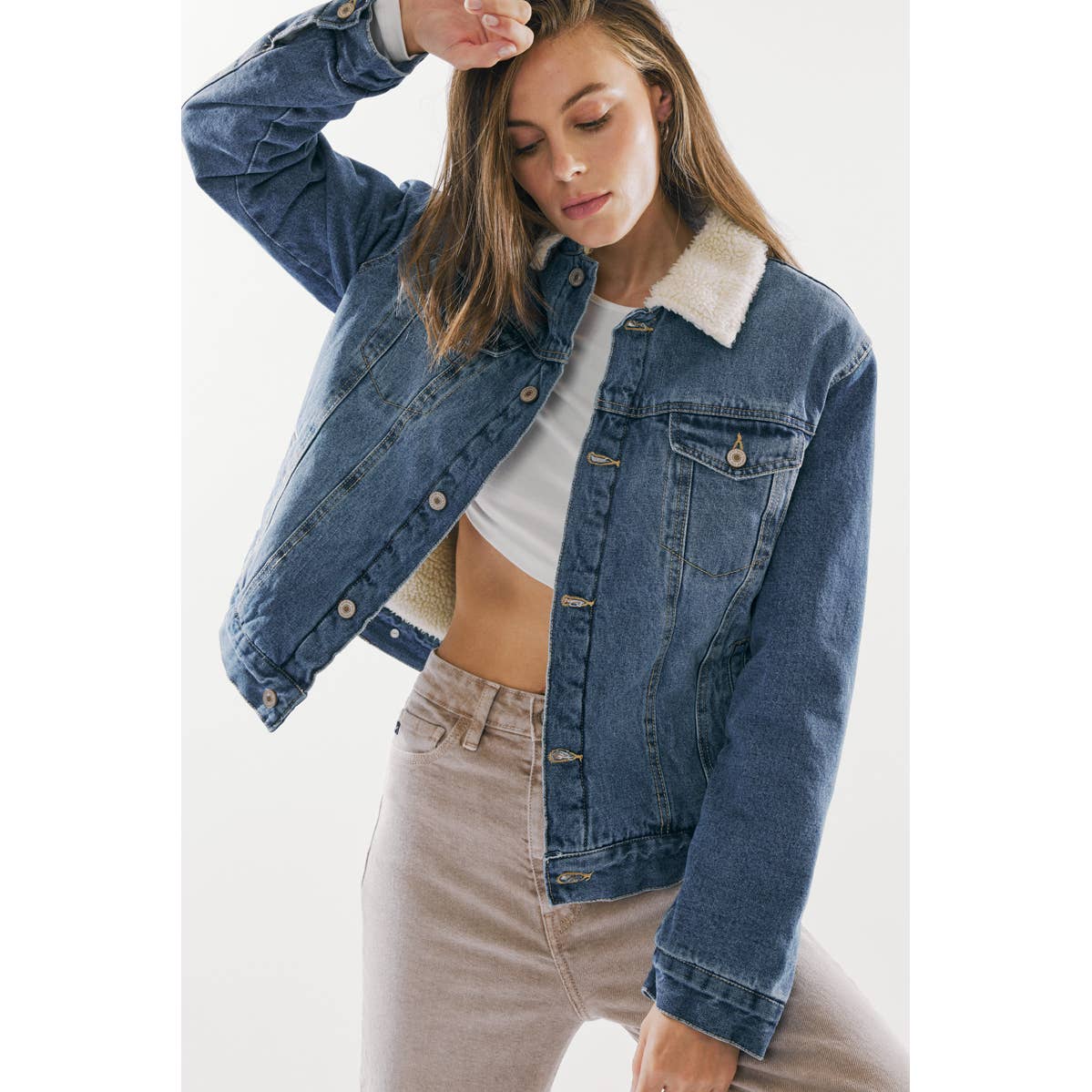 Kancan Trucker Sherpa Jean Jacket