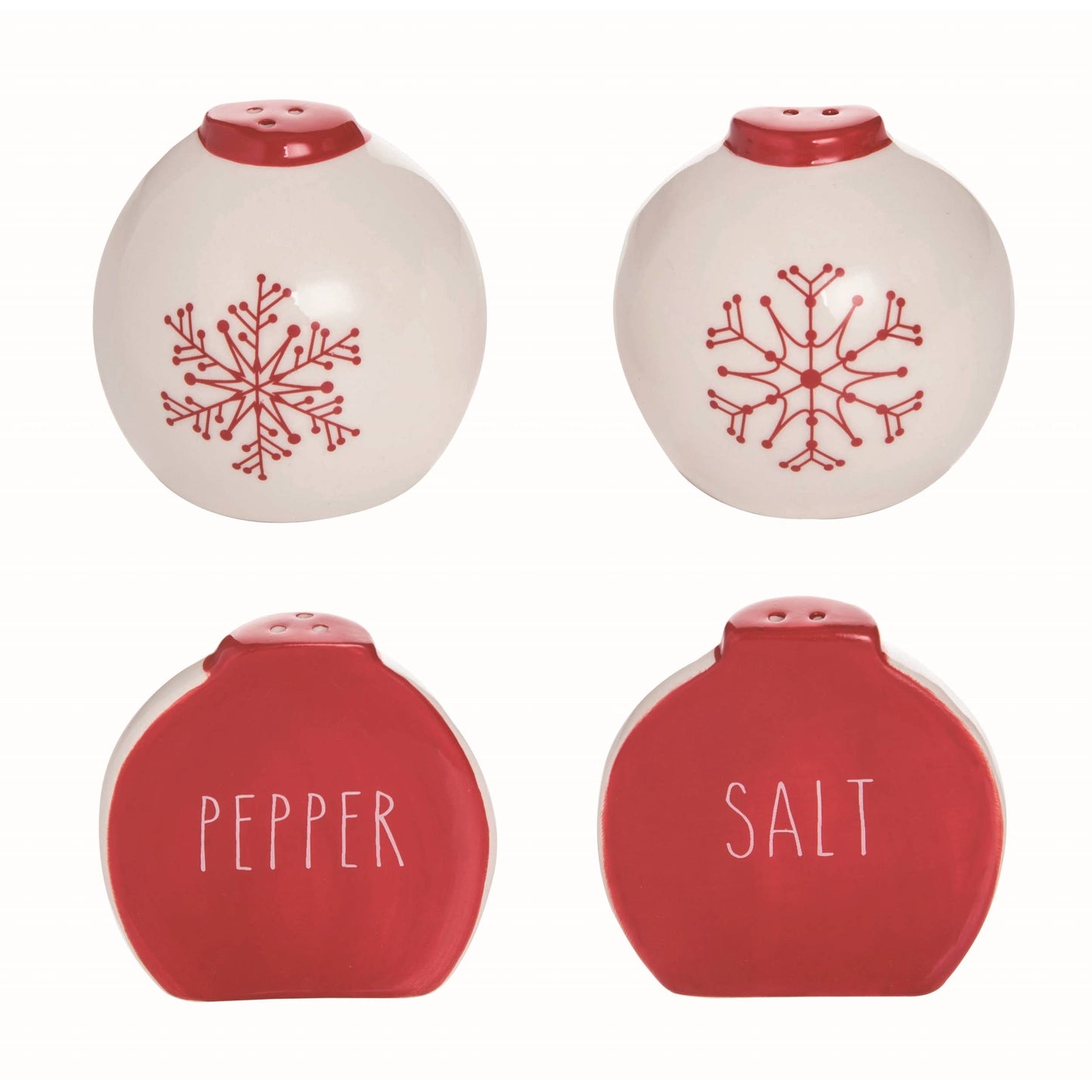 Ceramic Snow Stripes Salt and Pepper Shakers Set