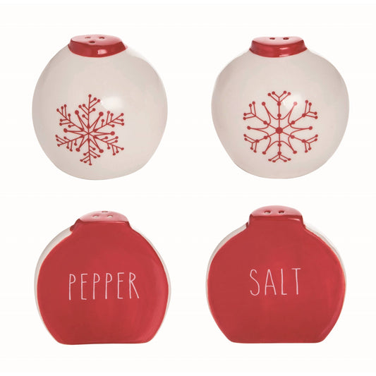 Ceramic Snow Stripes Salt and Pepper Shakers Set