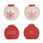 Ceramic Snow Stripes Salt and Pepper Shakers Set