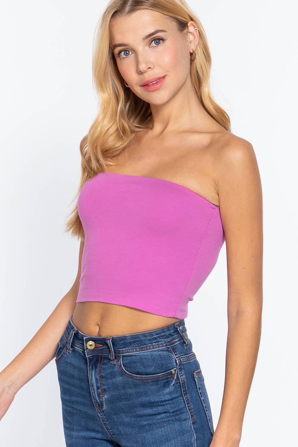 Fitted Crop Tube Cotton Spandex Top