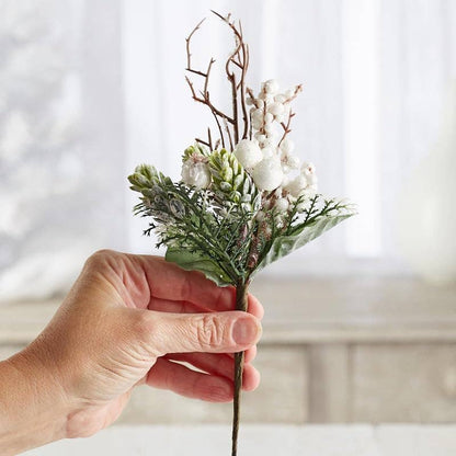 11" Faux Frosted Winter Berry & Greenery Picks
