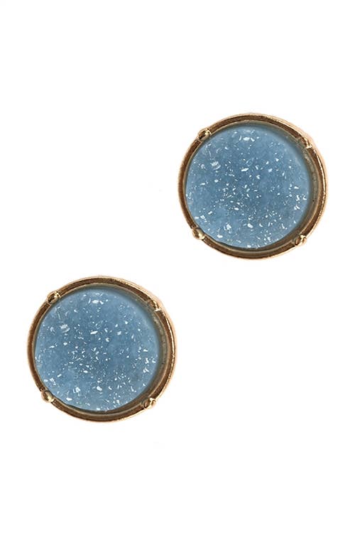 Glittered Druzy Round Post Earrings