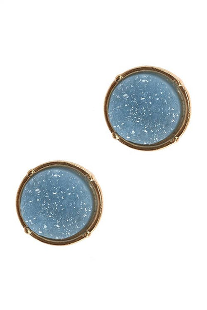 Glittered Druzy Round Post Earrings
