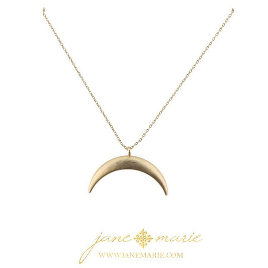 16" Gold Horn, Gold Chain Necklace, 3" Ext.