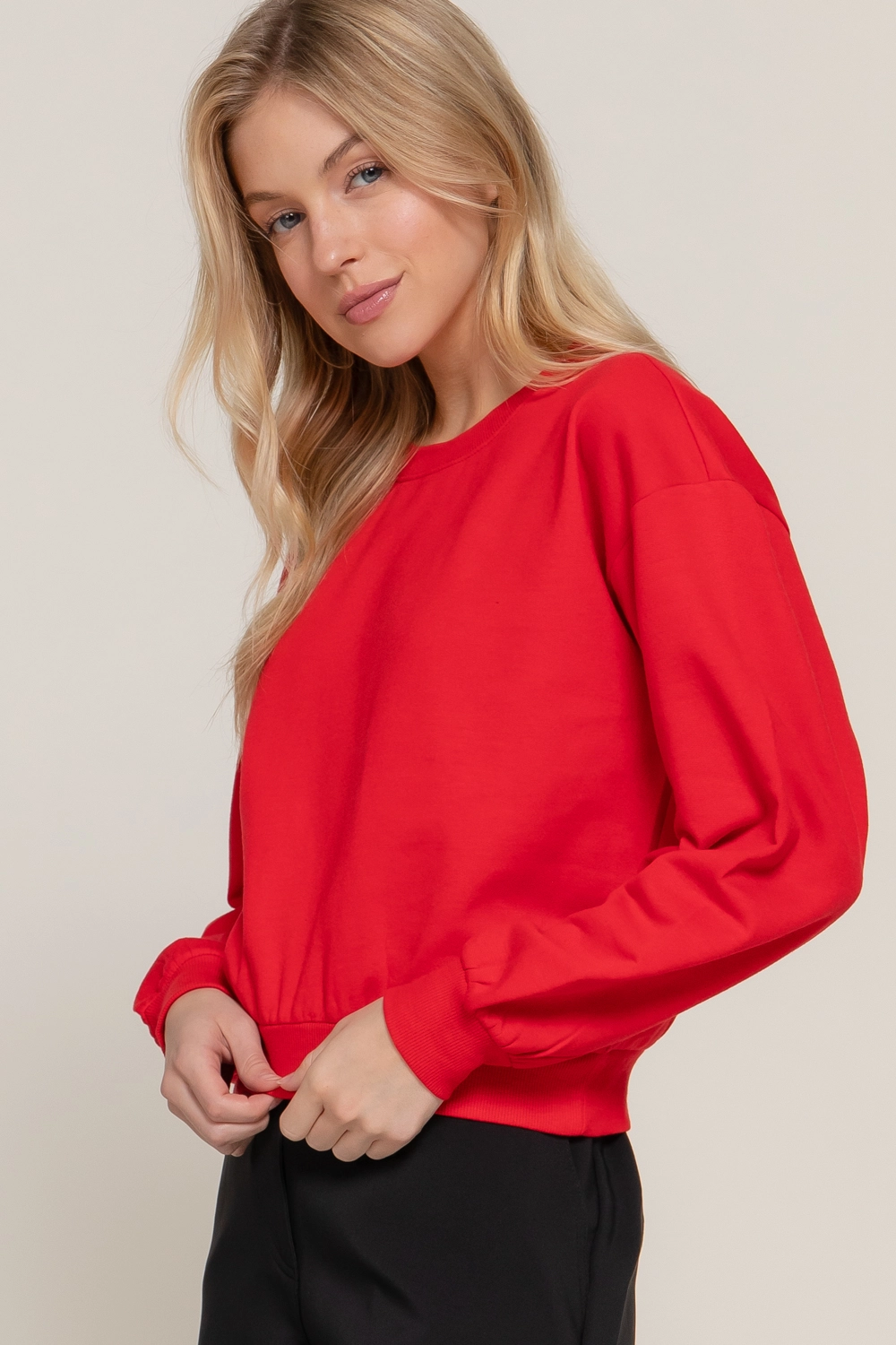 Long Sleeve Round Neck Crop Sweatshirt