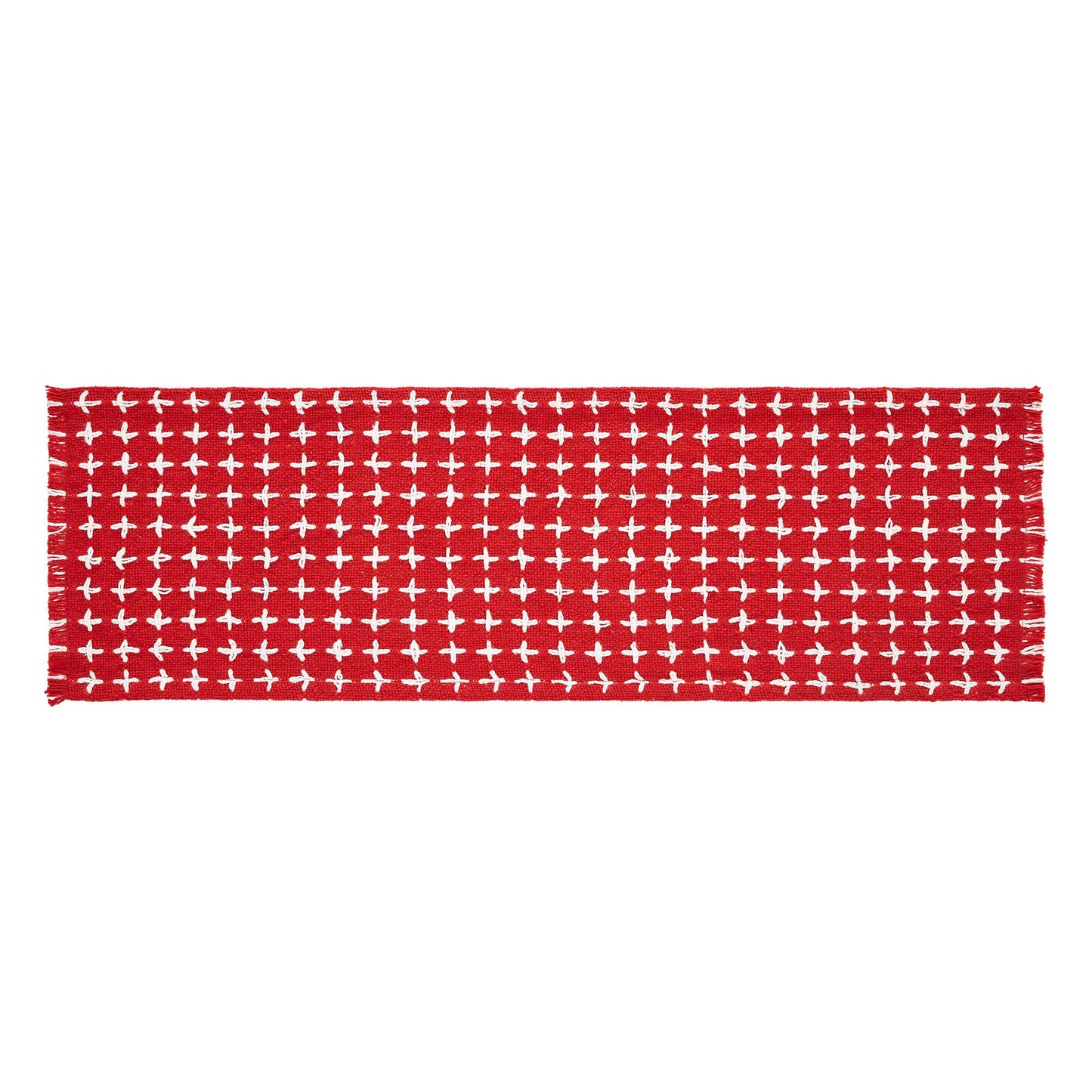 Gallen Red White Runner Fringed 8x24