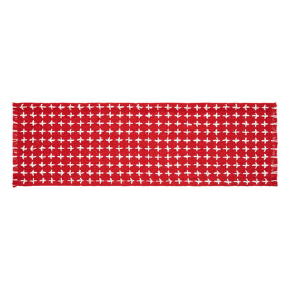 Gallen Red White Runner Fringed 8x24