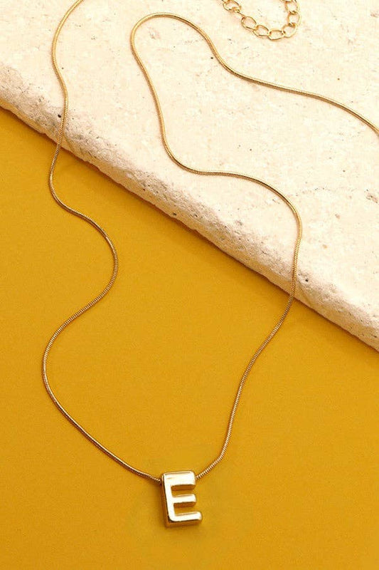 Snake Chain Initial Necklace E