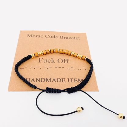 Handmade Wooden Beaded Morse Code Bracelets