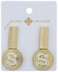 Stud "S" Set, 2-Tone Disc and Gold Rectangle Earring
