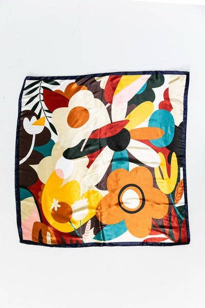 LEAF PRINT SILKY FEEL BANDANA SCARF